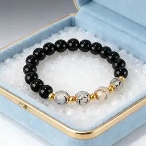 Natural obsidian bracelet for women, new Chinese-style traditional culture treasure bowl green phantom bracelet, online gift