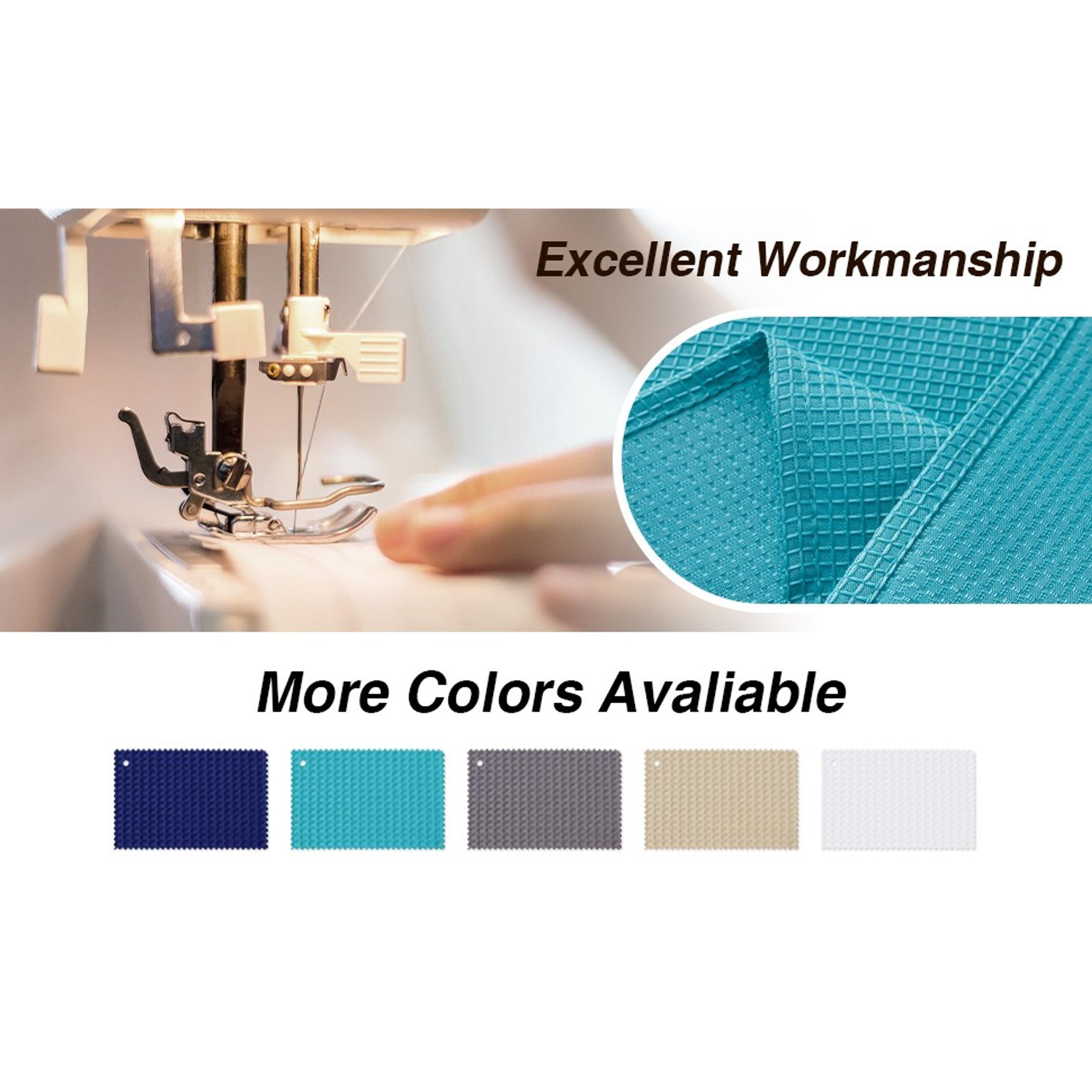 Waffle Weave Textured Bathroom Window Curtains Water Repellent Window Covering Half Window Curtains Kitchen Tiers 24 inch Length, Turquoise, Set of 2