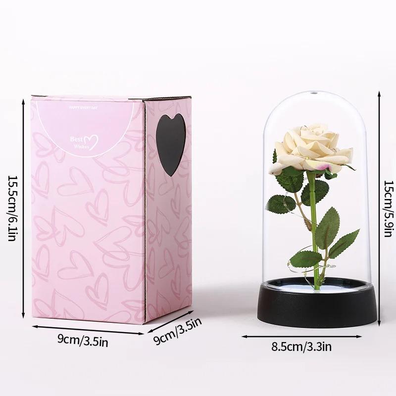 Eternal Rose Flowers Artificial Foil Flower in Glass Glow Immortal Flower LED Roses Lamp Flores Eternas Valentine's Day Gift Light Up Rose