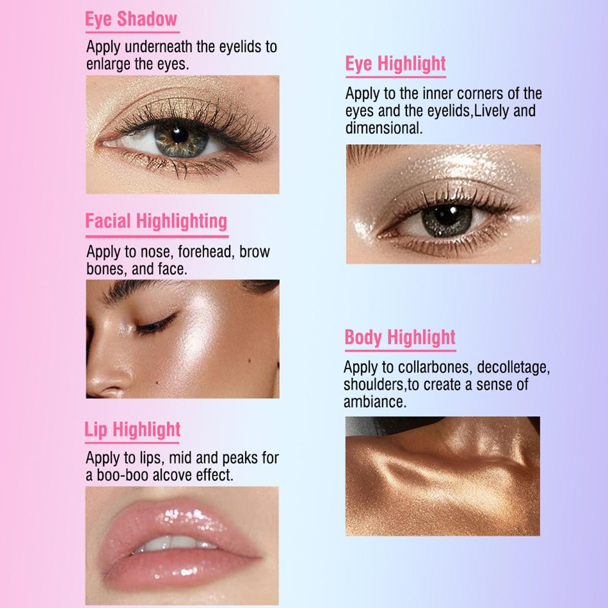 6 Color Crystal Jelly Highlighter Stick, Waterproof Long-Lasting Eyeshadow Pen, Perfect Valentine's Day Gift, Smooth Application