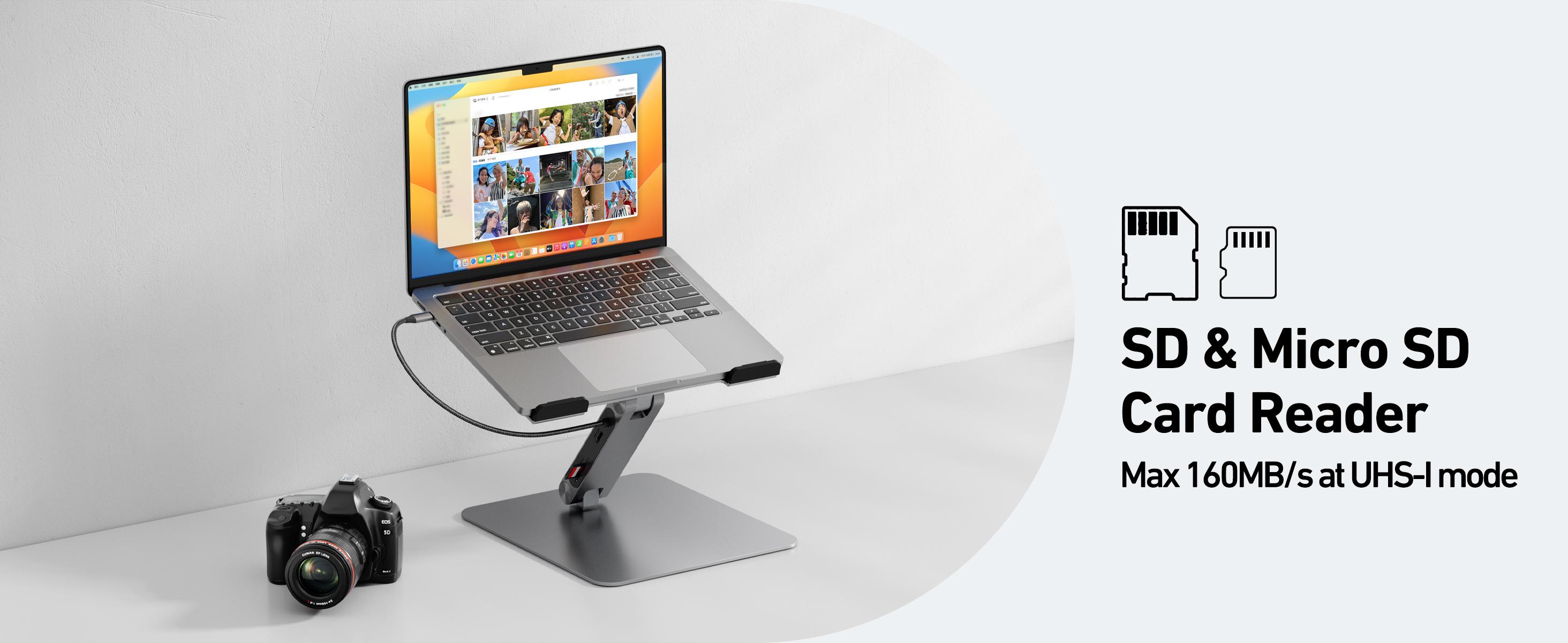 BENFEI Laptop Stand with USB C 7in1 Docking Station,HDMI 4K@60Hz,1*SD 1*Micro SD,100W Power Delivery,10Gbps 1*USB C 3.2 and 2*USB A 3.2 Compatible with MacBook Pro/Air, iPad Pro, XPS, Thinkpad