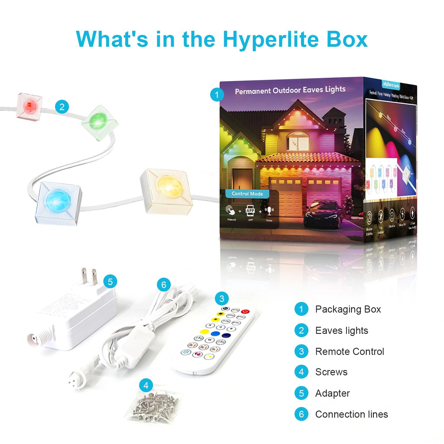 GALENTAL Permanent Outdoor Eaves Lights, Outdoor Lighting With RGB IC, Holiday Decorations for Party, Music Rhythm , Remote Control & Bluetooth APP Link, IP67 Waterproof, 50/100 Feet Length, Ideal for Festival and Daily Decor GALENTAL Permanent Outdoor Eaves Lights, Outdoor Lighting With RGB IC, Holiday Decorations for Party, Music Rhythm , Remote Control & Bluetooth APP Link, IP67 Waterproof, 50/100 Feet Length, Ideal for Festival and Daily Decor