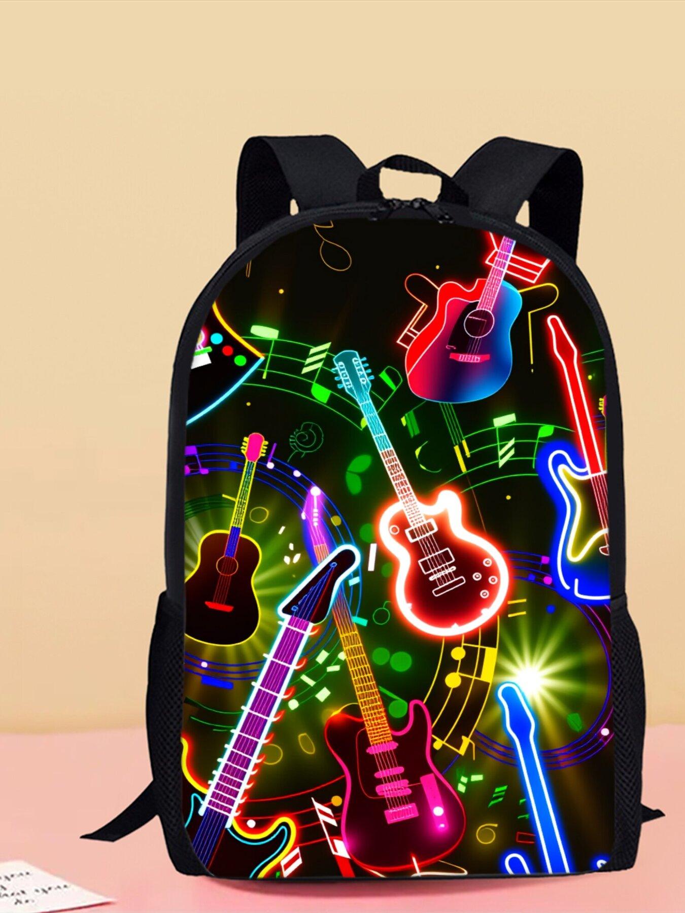 Cyberpunk Guitar Pattern Print Single-Layer Backpack