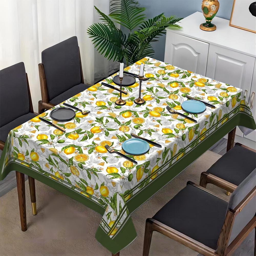 Fresh lemon patterned printed tablecloth, versatile throughout the four seasons, suitable for decorating dining tables and parties in kitchens, hotels, and restaurants, enhancing dining atmosphere, and a must-have for home decoration.