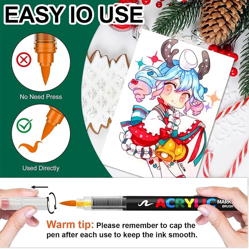 48/36 Color Watercolor Marker Set with Soft Tip, Liquid Acrylic Paint Markers for DIY Art and Graffiti, Water-Based Sketch Pens for Creative Painting, DIY Painting Supplies