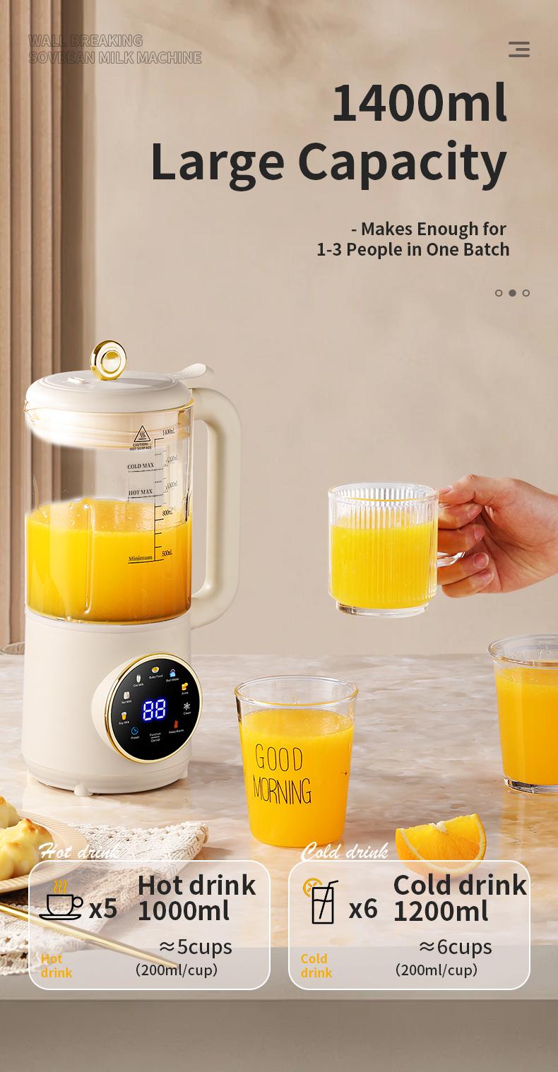 Multifunctional Soy Milk Maker with Timer Keep Warm Self Cleaning Juice Soy Milk Jam Making Functions 24 Hour Delay Start 7 Programs