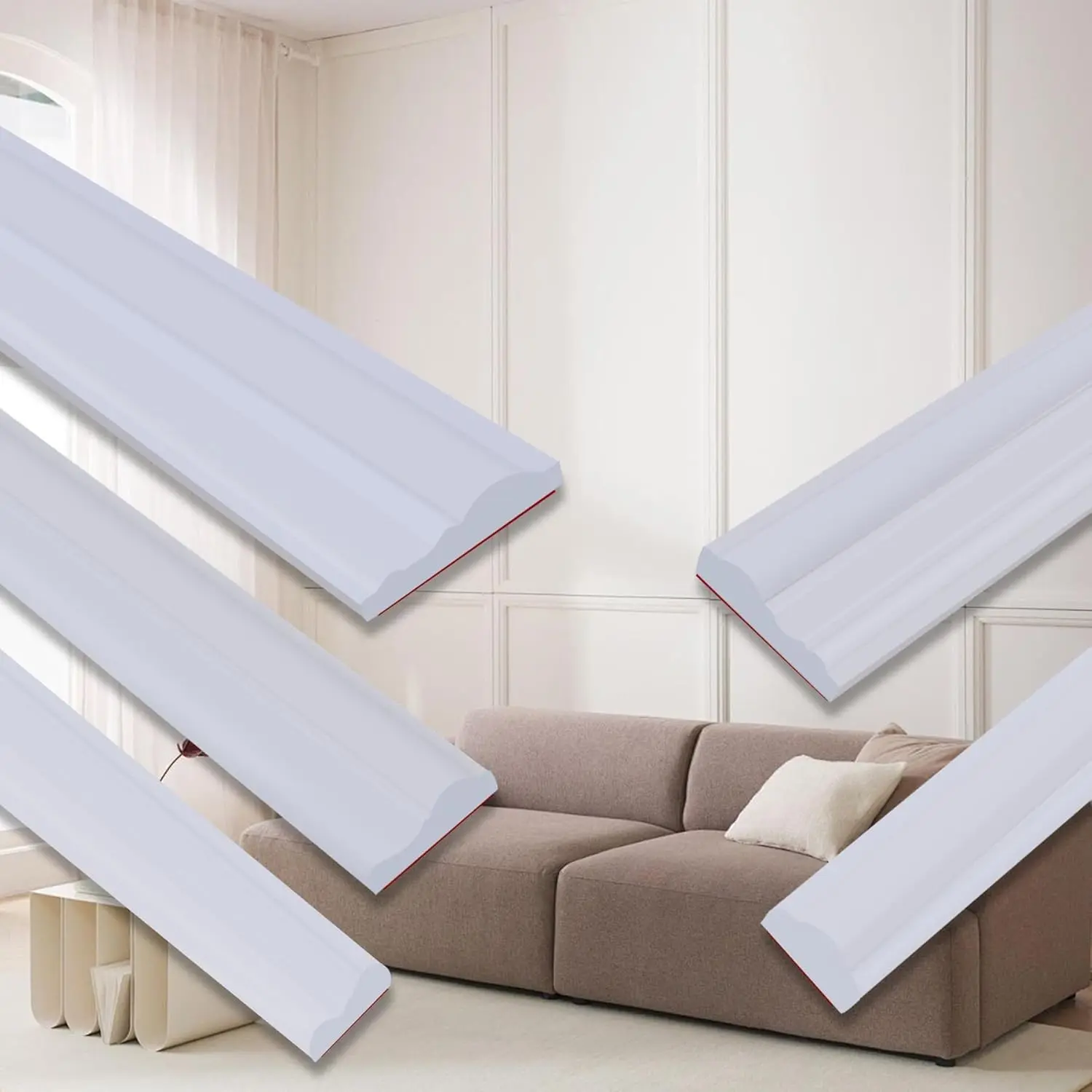 Peel and Stick Chair Rail Panel Molding, 240''L x 0.9''W Strong Self Adhesive TPE Wall Moulding Trim for Home DIY Decoration (Paintable White)