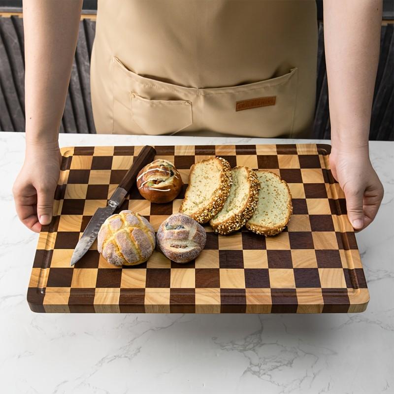 PABHAN 1 Heavy-Duty Checkered Dinner Plate Cutting Board, Square Cold Cut Board and Cheese Tray, Butcher's Cutting Board—perfect for cheese, meat, vegetables, and appetizers; ideal for parties and home kitchens