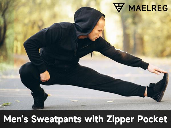 MAELREG Men's Golf Joggers Pants with Zip Pockets Stretch Lightweight Nylon Sweatpants Work Casual Athletic Track Pants Men