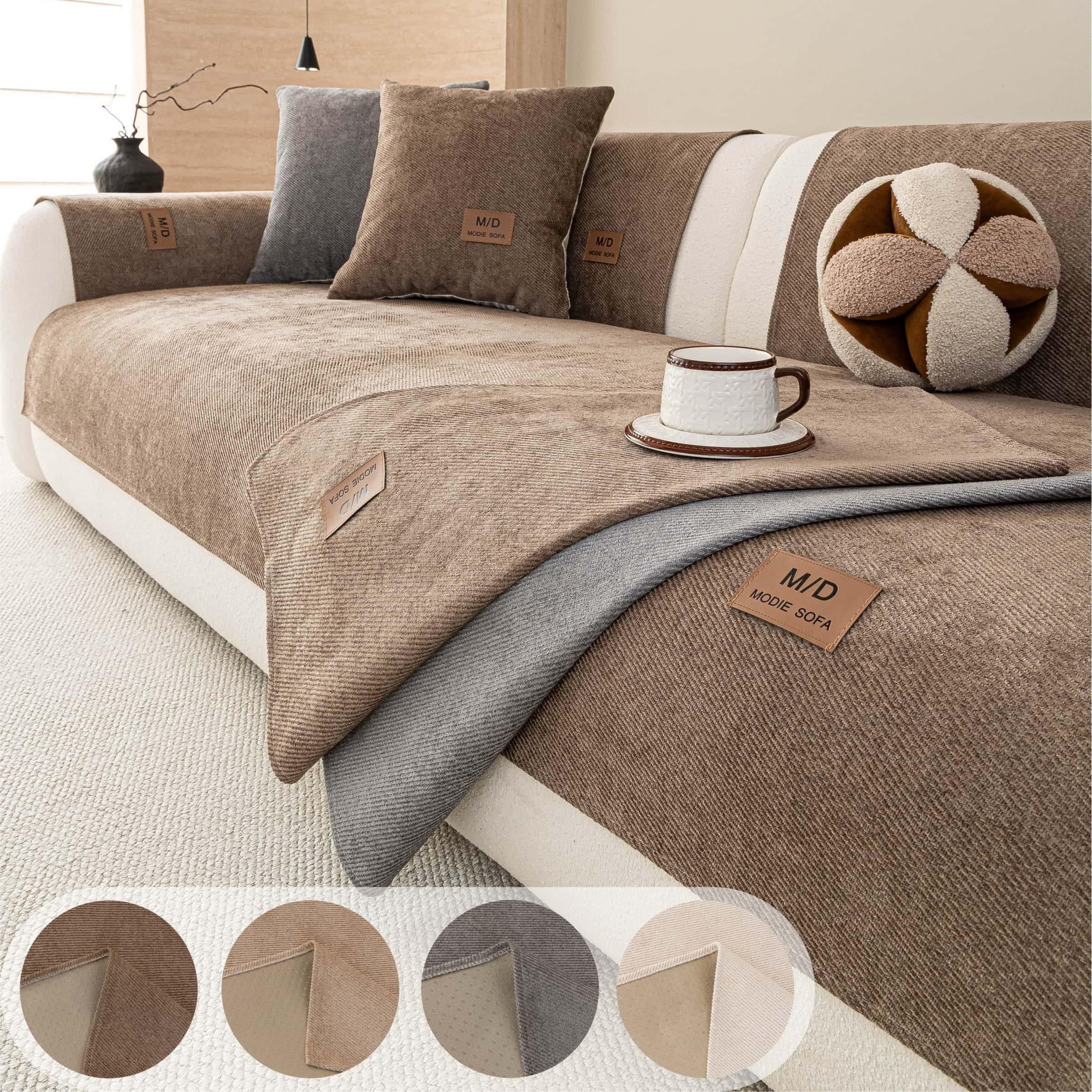 Solid Color Thick Couch Cover for Dogs and Cats, Non‑Slip Sofa Seat Protector Pad, Soft Pet‑Friendly Furniture Cover, Multiple Colors for 1/2/3/4 Seater Sofa, Sofa Slipcover, Removable Washable Covers