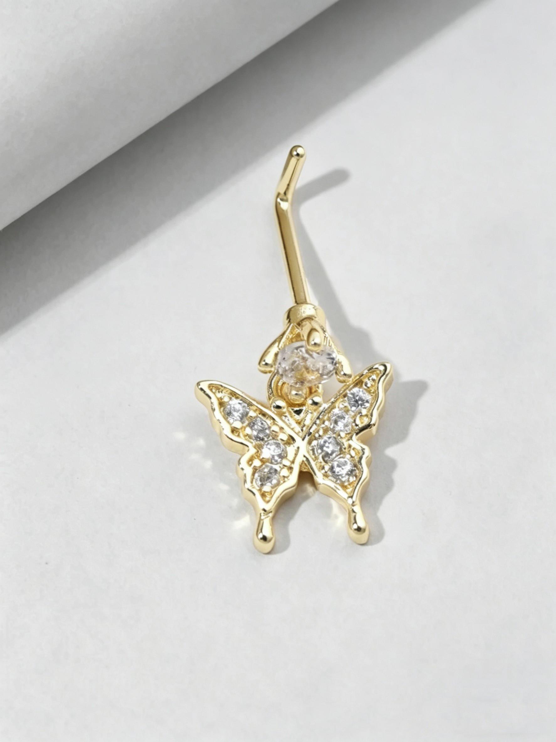 1 Piece Maple Leaf Super Shiny L-Type Nose Ring, Piercing Jewelry, Daily Accessory, Unisex, Casual Style, All Seasons