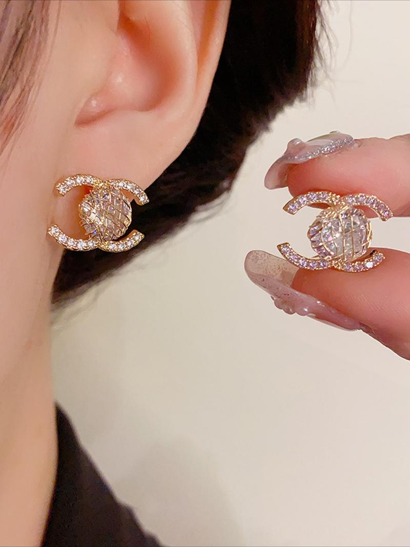 Elegant Zirconia Stud Earrings for Women, Artificial Zirconia Earrings, Fashionable Simple Design, Perfect for Daily Commute, Versatile Ear Rings