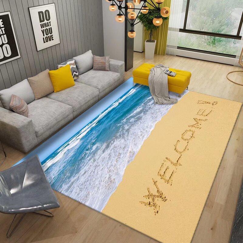2D Ocean Wave Beach Flannel Area Rug - Realistic Sea Foam Sandy Shore Print Soft Mat for Living Room & Bedroom, Non-Slip Coastal Home Decor #OceanWaveRug #BeachSeafoamMat #CoastalHomeDecor #2DSeaCarpet #NonSlipFlannelRug
