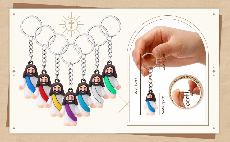 24Pcs Mini Jesus Keychain Jesus Love You Keychains for Men and Women Bags Backpacks Car Keys Decor Christian Gift for Students Church Group Employee Teacher Appreciation Gift Graduation Gifts Sunday School Gift Holiday Gifts Religious Party Favor