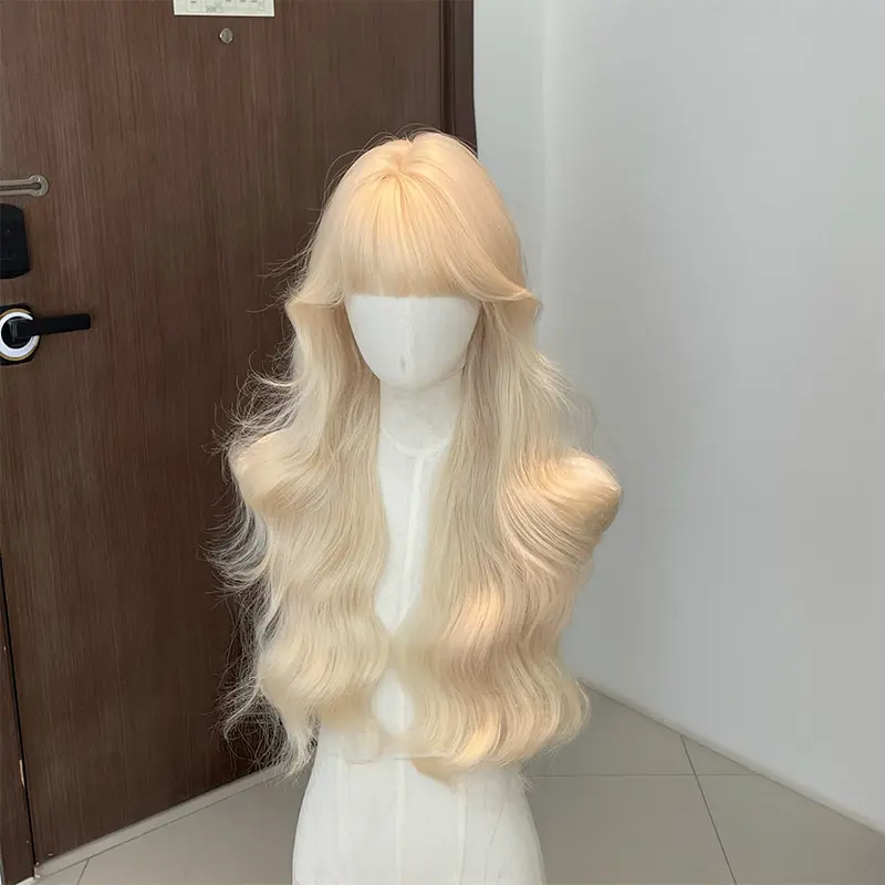 Lolitta Women's Long Golden Curly Synthetic Full Machine Wig - Natural, Sweet, Everyday Wear, New Arrival