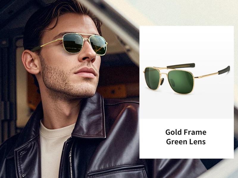 SUNGAIT Men's Military Polarized Aviator Sunglasses UV400 Protection Unisex HD Lens Bayonet Temples for Outdoor Activities