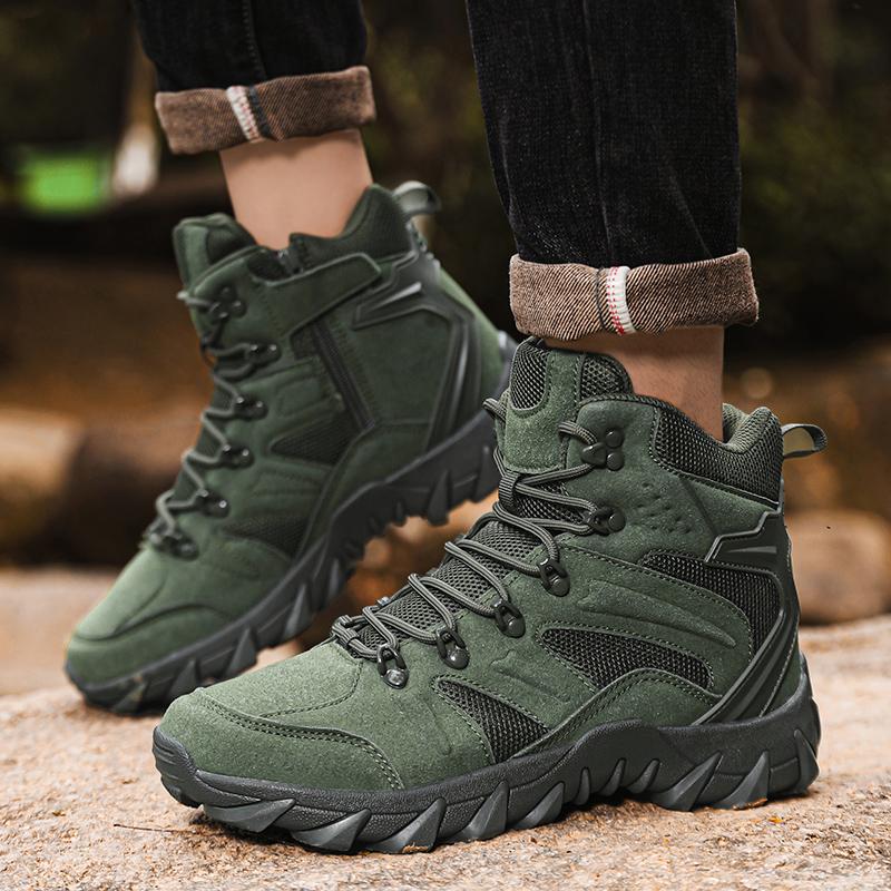 Men's all-season high-top wide fit Outdoor boots, lightweight and breathable anti-skid mountaineering shoes,Hiking boots, desert boots, work boots, suitable for jungle exploration, rock climbing, daily travel, camping, tourism, fishing and other activitie