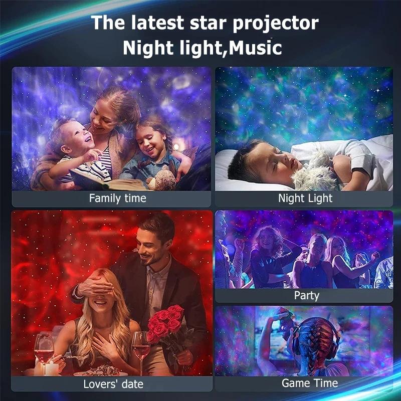 Mini Starry Sky Projector Galaxy Night Light with Bluetooth-compatible Speaker Timer Remote Control Universal Birthday Gift Bedroom Ceiling Home Cinema Game Room Decor