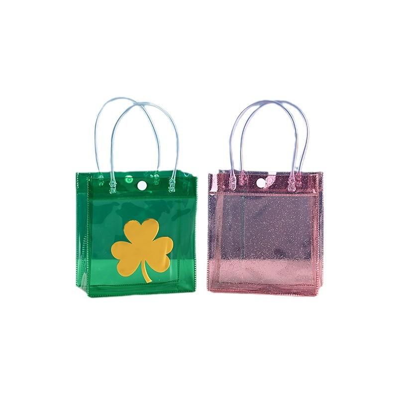 Cute Packaging Bag With Handles Christmas Gift Tote Bag Transparent Pvc Tote Bag Party Favors Bag Candy Apple Packaging Bags