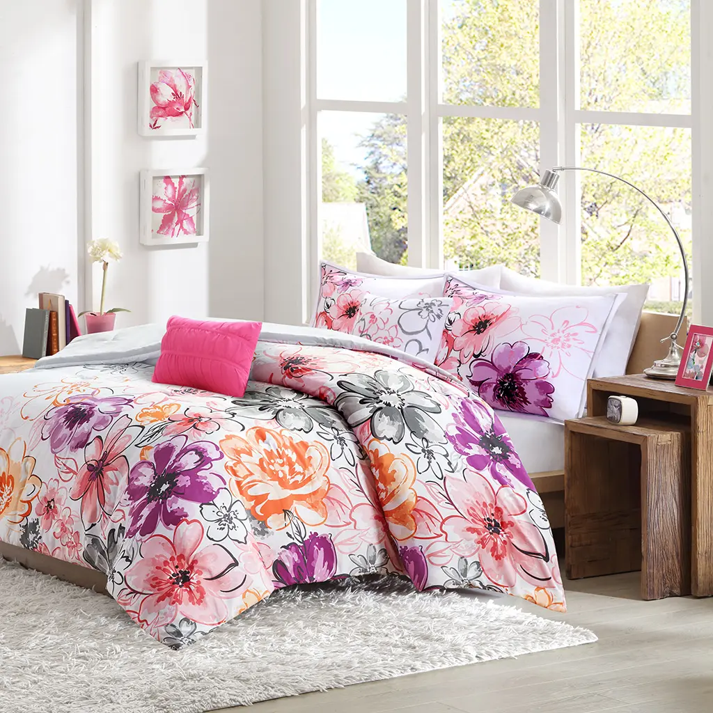 ARCH Twin/Twin XL Floral Comforter Set, Soft Microfiber Bedding Set with Reversible Botanical Flower Pattern, Lightweight All-Season Down Alternative Comforter, Includes 1 Comforter and 1 Pillow Sham, Perfect for Bedroom, Guest Room, Dorm