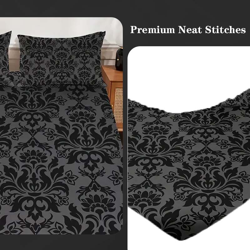 Gothic Print Bedding Set, Soft Polyester Fiber, Zipper Closure, Suitable for Twin, Full, Queen Beds, Home & Dorm Decor