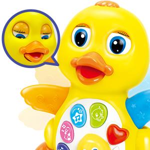 HOLA Multifunction Crawling Duck Musical Toys, Interactive Tummy Time Baby Toy with Music Lights and Motor Activities one Year Old Toys, Infant Toddler Toys Festival Stockingstuffers for Babies Light Music