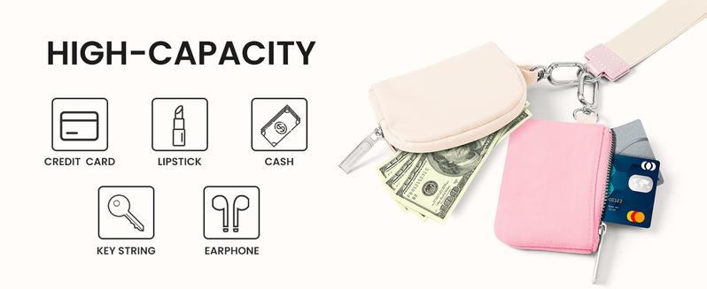 Keychain Wallet -Mini Zip Around Wristlet Wallets with Detachable Dual Pouch - Ideal Portable Coin Purse for Women and Men