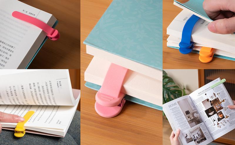 3pcs Silicone Automatic Bookmarks, Book Lovers Gifts for Reading Women, Men, Kids, Readers, Unique Cute Book Page Holder Accessories, Stay in Place and Follow as You Read Practical Fashionable