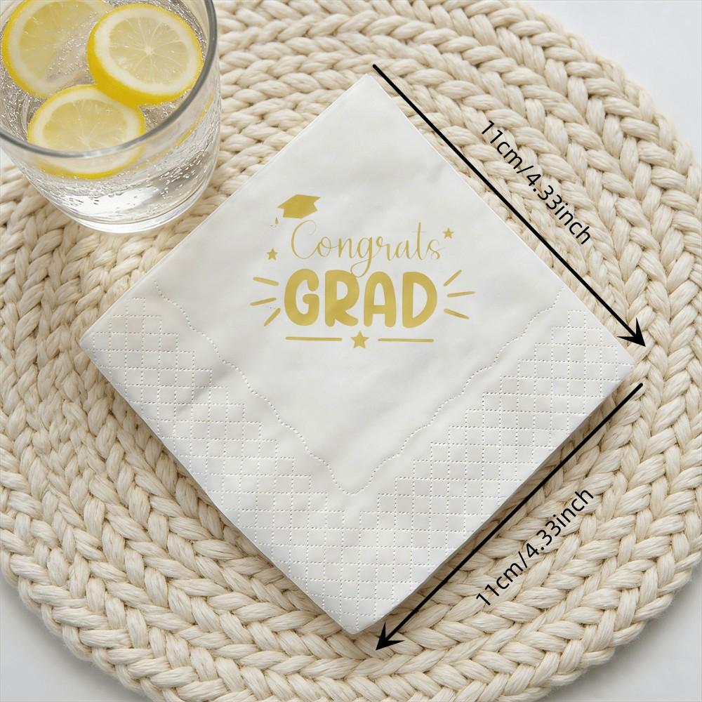 50pcs/pack Congrats Grad Napkins, Graduation Party Table Decor, Class of 2026 You Did It, Graduation Decorative Napkins, Party Supplies