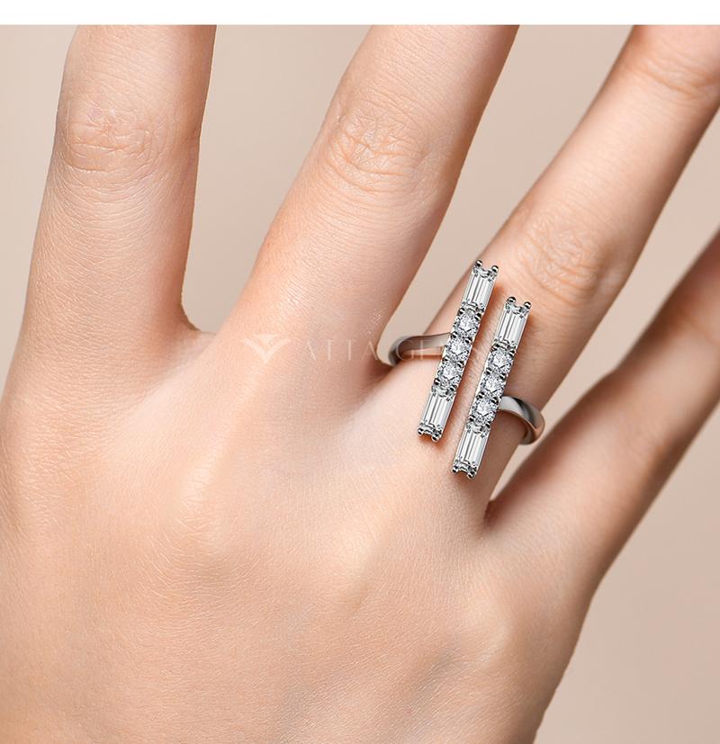 Parallel Bar Baguette Shape Synthetic Moissanite Ring D Color VVS1 for Men And Women Band Special Gift R143