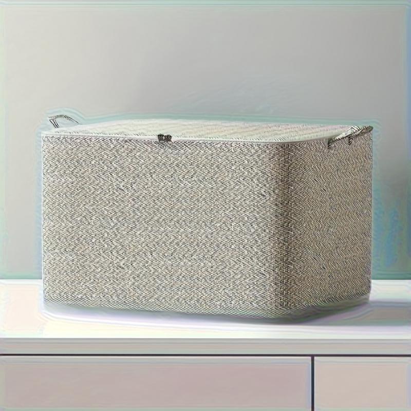 4 Pack Foldable Fabric Storage Bins with Lid Stackable Closet Organizers for Under Bed Wardrobe Moving Space Saving Rectangular Large Capacity Beige High Capacity Storage