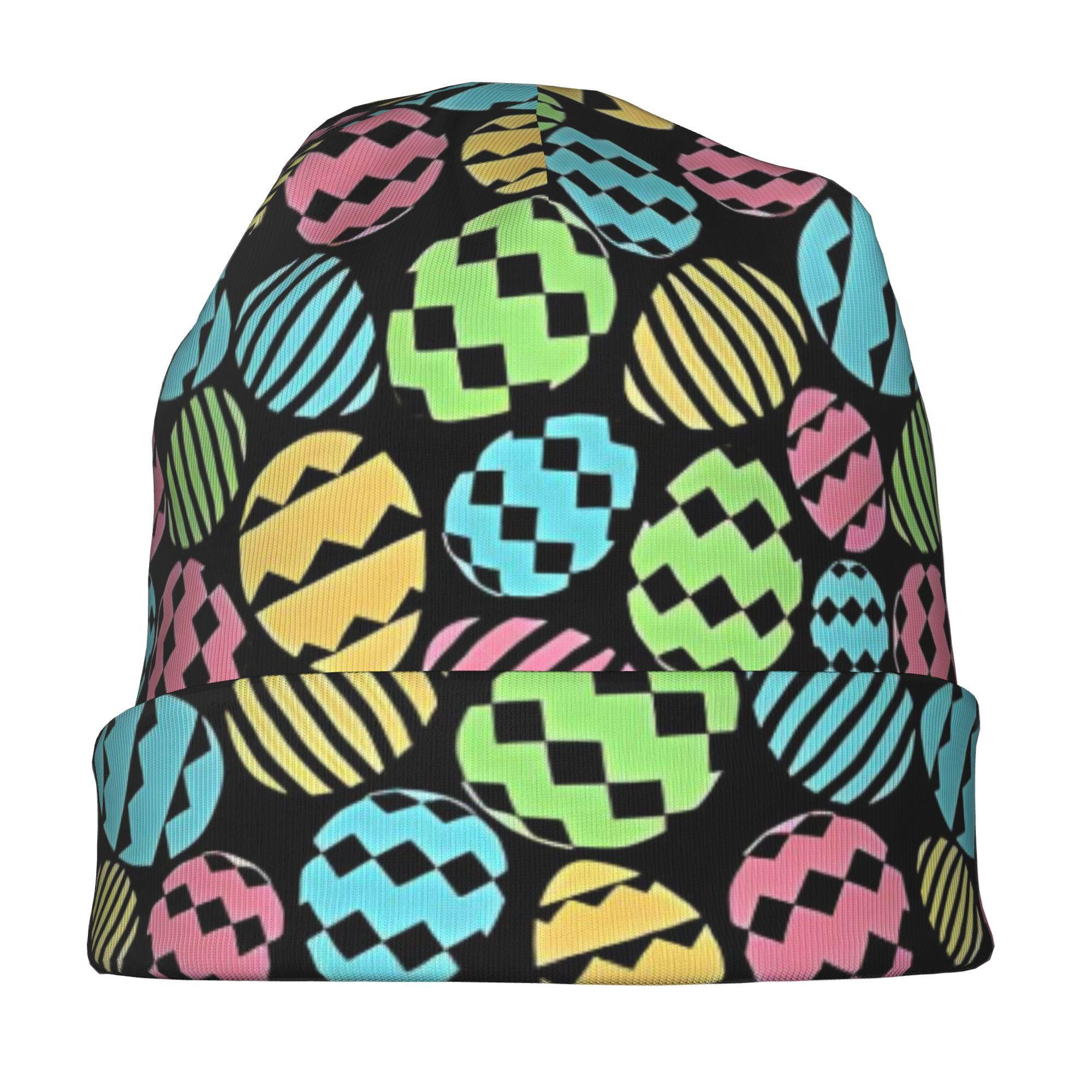 Fashionable Bonnets Featuring a Warm And Soft Design with an Easter Egg Pattern Perfect for Sports