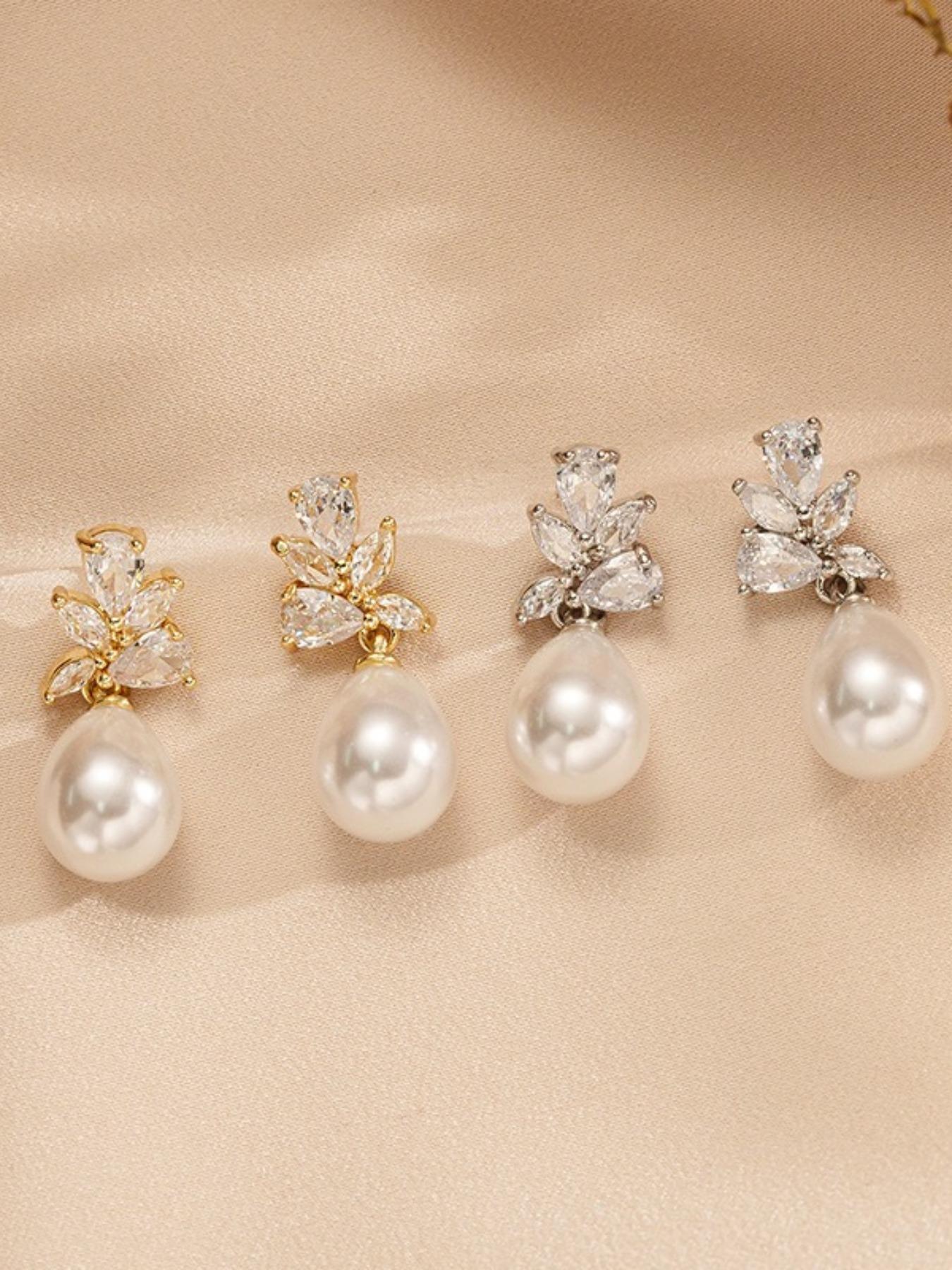 Pearl and Zirconia Pendant Earrings—Perfect for everyday wear, weddings, formal events, and bridal jewelry—An ideal gift for Mother’s Day, anniversaries, and birthdays