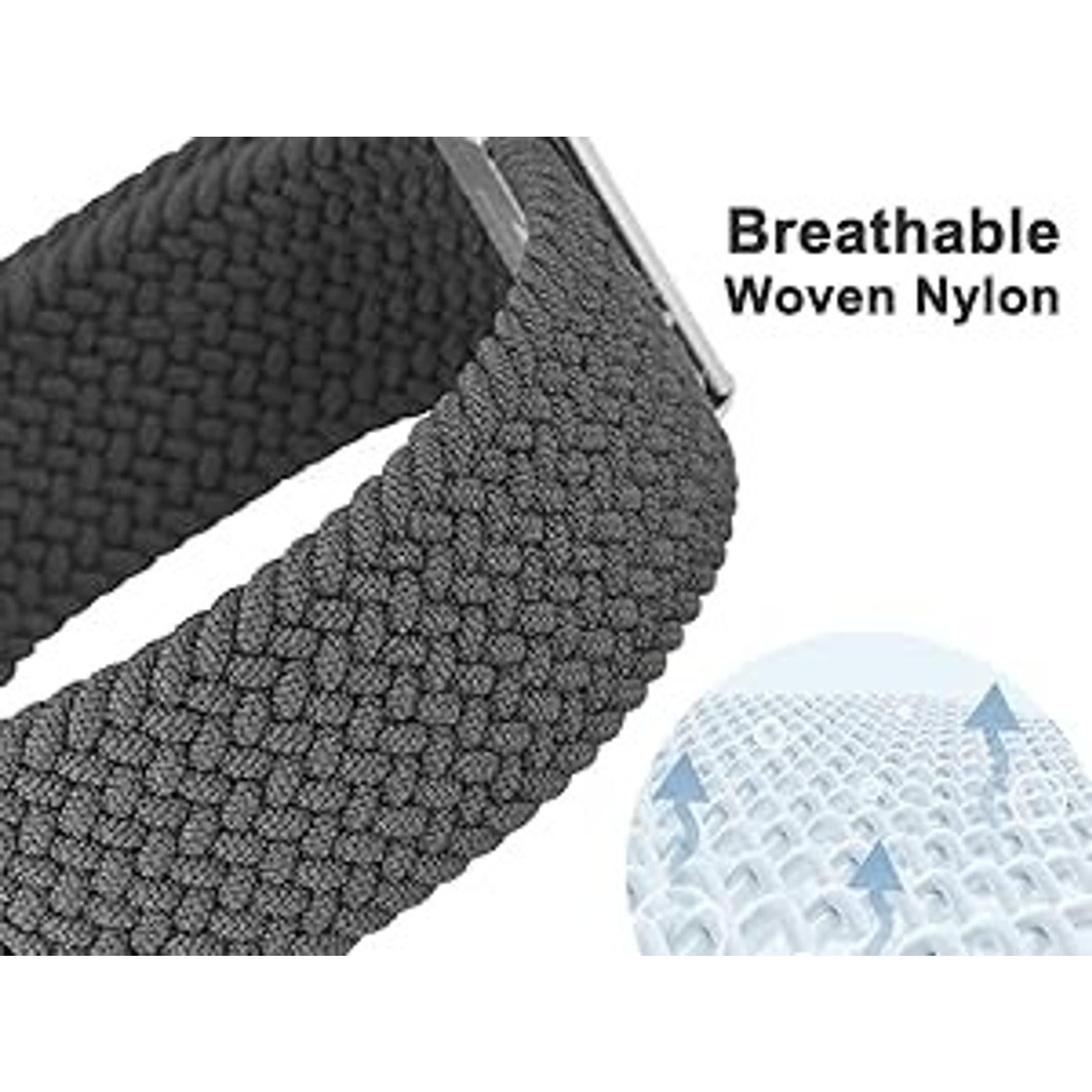 22mm Braided Nylon Watch Band for Men & Women, Quick Release, Black Stainless Steel Buckle - BlackGift