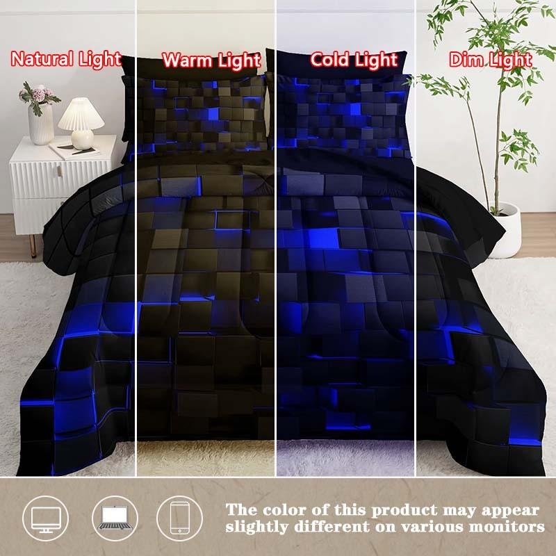 3-Piece Digital Square Print Duvet Cover Set, soft and comfortable, suitable for bedrooms and guest rooms (1 duvet cover + 2 pillowcases, no filler). Can be used as a birthday gift.