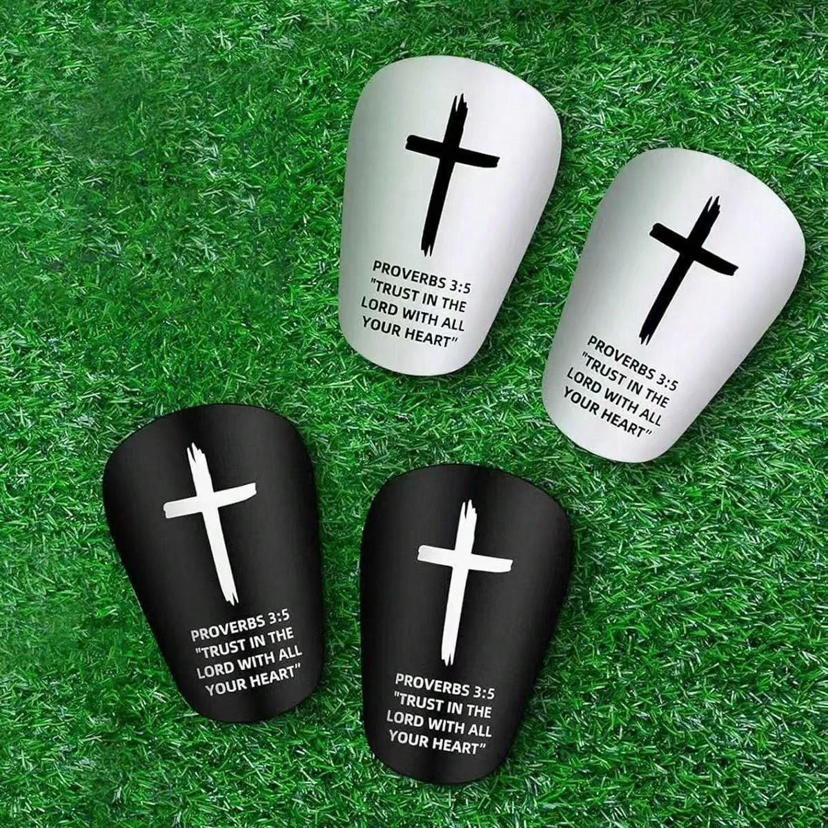 Mini Bible Quote Football Shin Guards, Football Accessories, Christian Faith Design, Size 3.93x2.36 Inches, Suitable for Youth and Adults