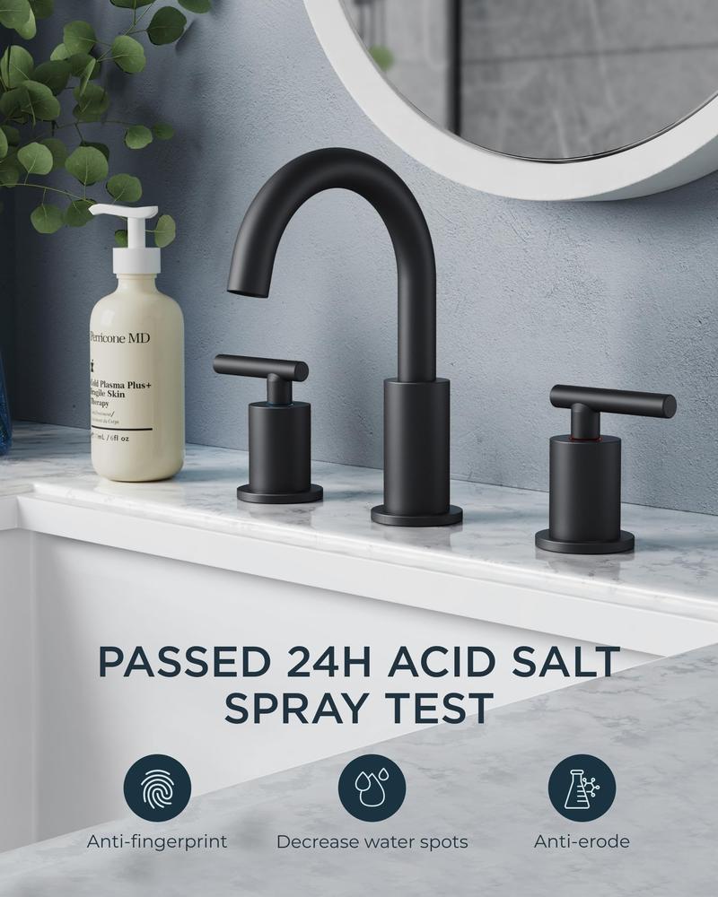 FORIOUS Bathroom Faucet with Metal Pop-up Drain Assembly 3 Hole Stainless Steel Bathroom Sink Faucet Two Handle 360° Swivel Toilet Sink Basin Faucet