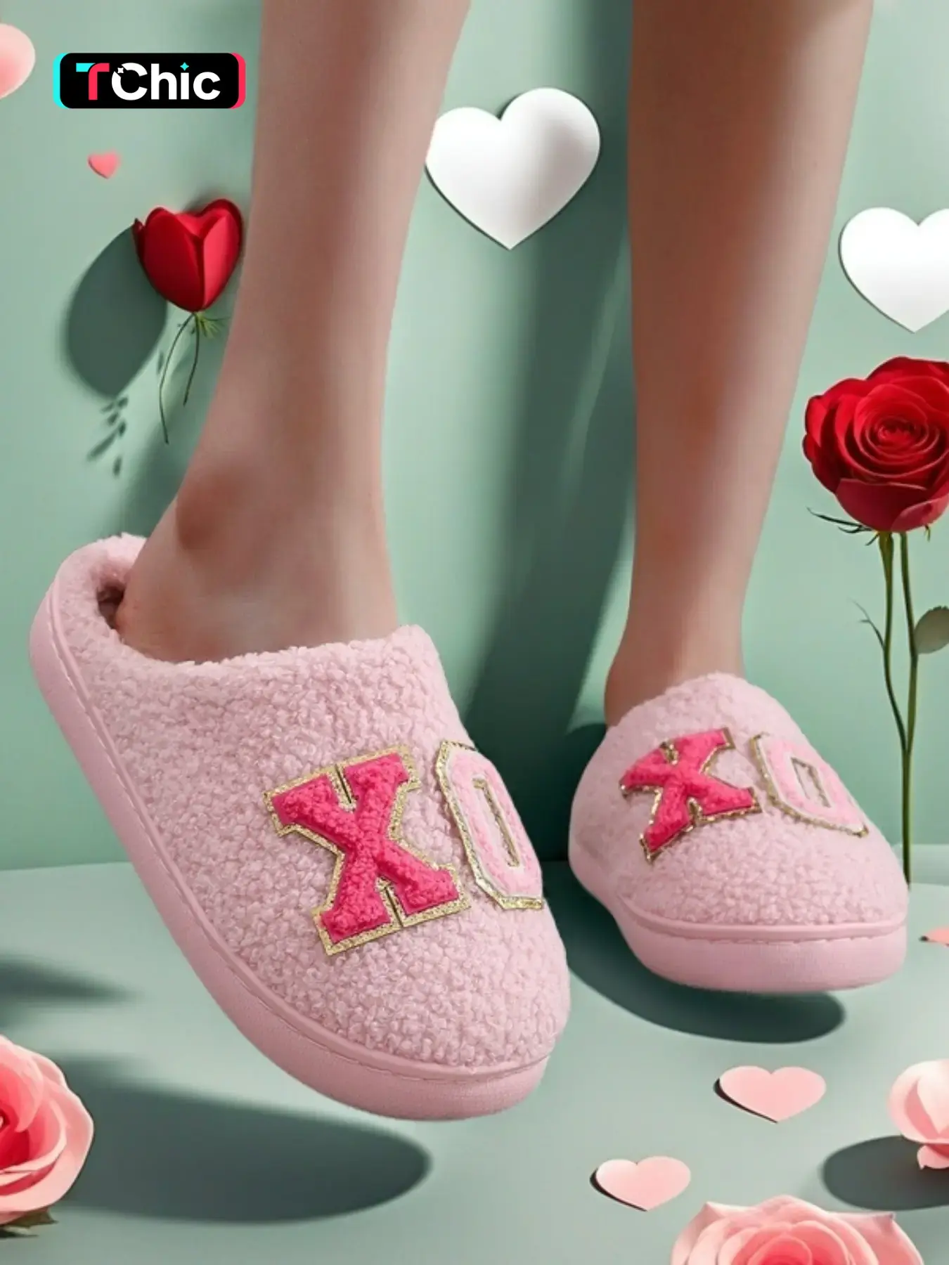 Women's Letter Pattern Glitter Design Plush Slippers, Casual Soft Comfortable Home Slippers, Warm House Slippers for Indoor & Outdoor Use for All Seasons, Footwear, Soft Fluffy Footwear, Warm Home Shoes
