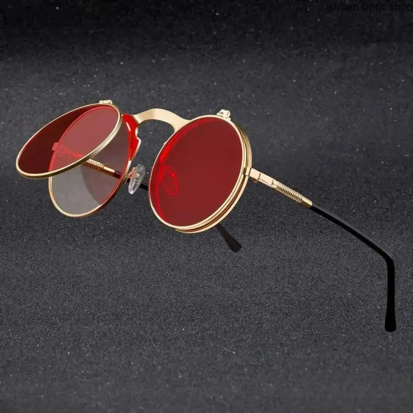 Vintage Steampunk Flip Sunglasses - Retro Round Metal Brand Designer Oculos with Anti-UV Lens, Unisex Fashion Accessories, Beachwear, Summer Vacation Travel Essentials, Pa Frame 2-pack windproof design plastic sporty protective glass sport rectangle uv400