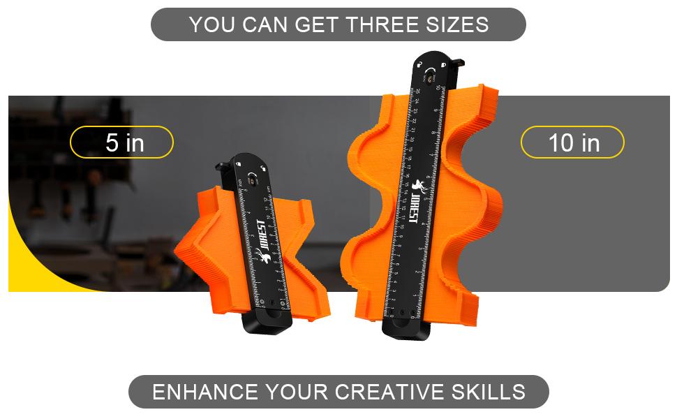 JOREST Connectable Contour Gauge (10+5 Inch), Gifts Ideas for Men Dad Handyman Husband Him, Shape Profile Duplicator with Lock, Outline Angle Measuring Tool, Template tool, Tile Flooring, Scribe Edge