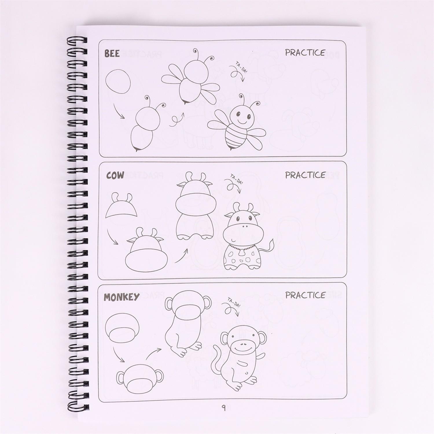 1pc Drawing Guide for Art Lovers, 300 Cute Step-By-Step Diagrams, Animals, Food, Gifts, and More Amazing Things, Hb-001 Model