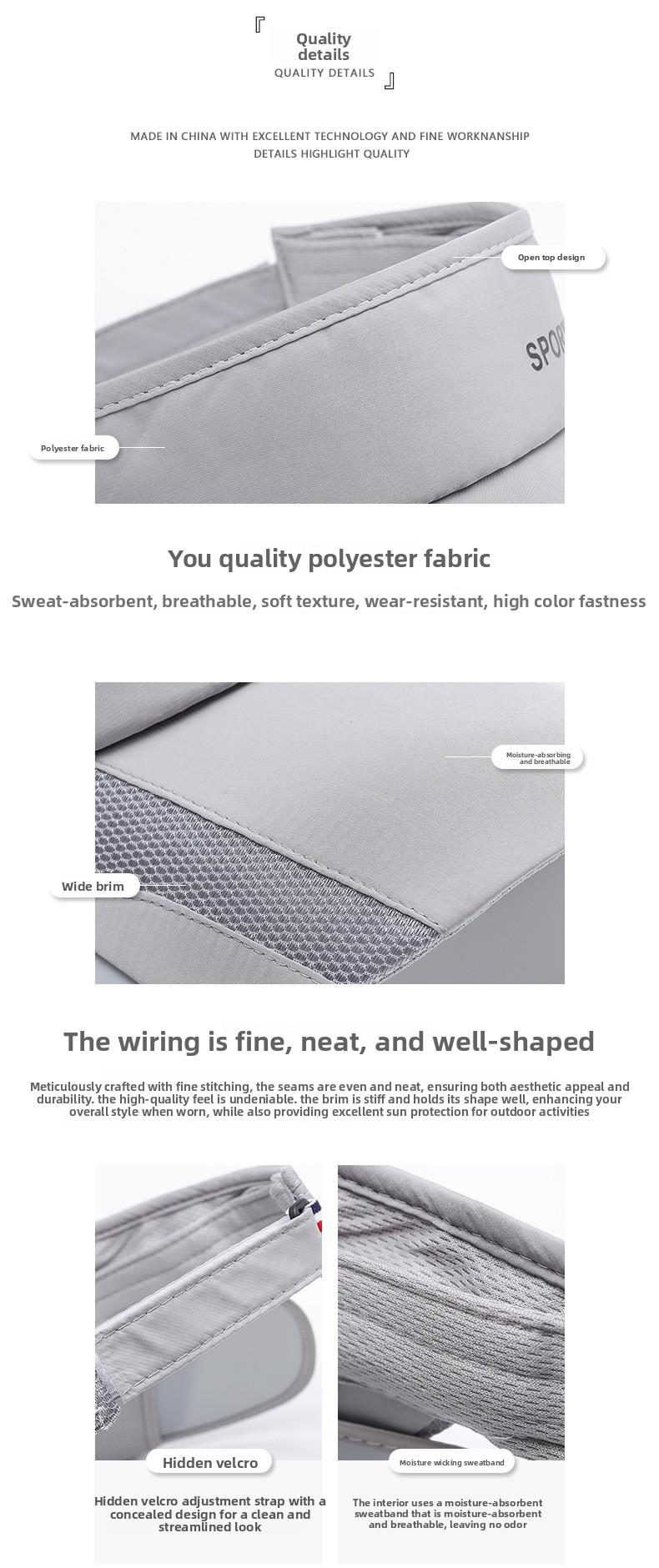 Empty top hat for men, golf sun protection hat, outdoor sports, summer sun protection, UV protection, women's sun hat, sweat absorbing and breathable material, soft and wear-resistant texture, suitable for running, hiking and travel sports