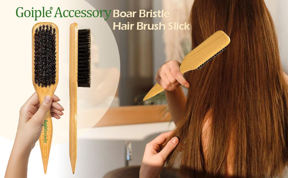 Goiple Boar Bristle Hair Brush for Sleek Ponytail Bun & Smoothing Baby Hairs - Soft Medium Brush for Men & Women, Wooden Design Goiple Boar Bristle Hair Brush for Sleek Ponytail Bun & Smoothing Baby Hairs - Soft Medium Brush for Men & Women, Wooden Design
