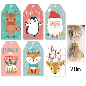 50 Sheets + 20m Hemp Rope, Christmas Gift Tags, Creative Bookmarks, Self-Seal, No Gloss Coating, Ideal for Holidays & Events