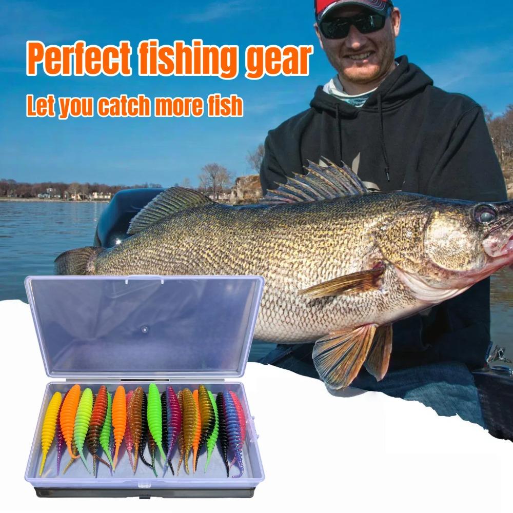 25pcs Mainland Worm Lure Soft Bait Fishing Bait for Carp and Black Bass Artificial Bait 1.81inch/ 2.48inch