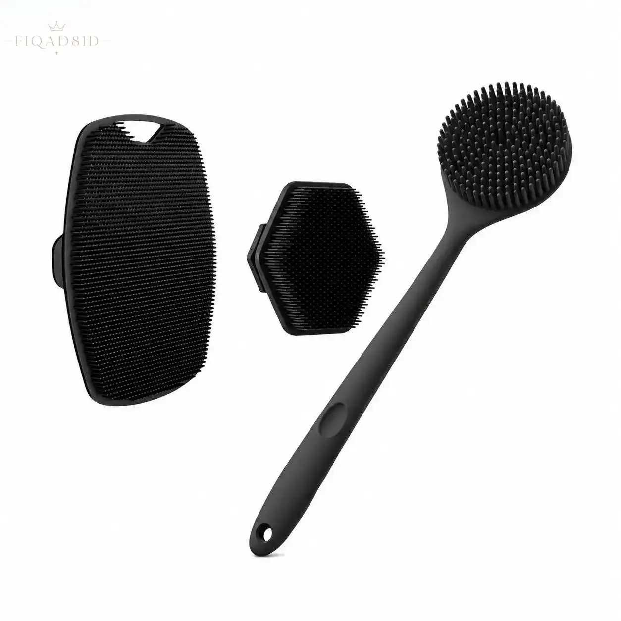 Women's Silicone Shower Exfoliating Tool Set, Long‑Handle Back Scrubber With Face And Scalp Cleansing Brushes, Hygienic Soft Bristle Bath Accessories For Deep Skin Cleansing In Daily Shower And Personal Skincare Routine