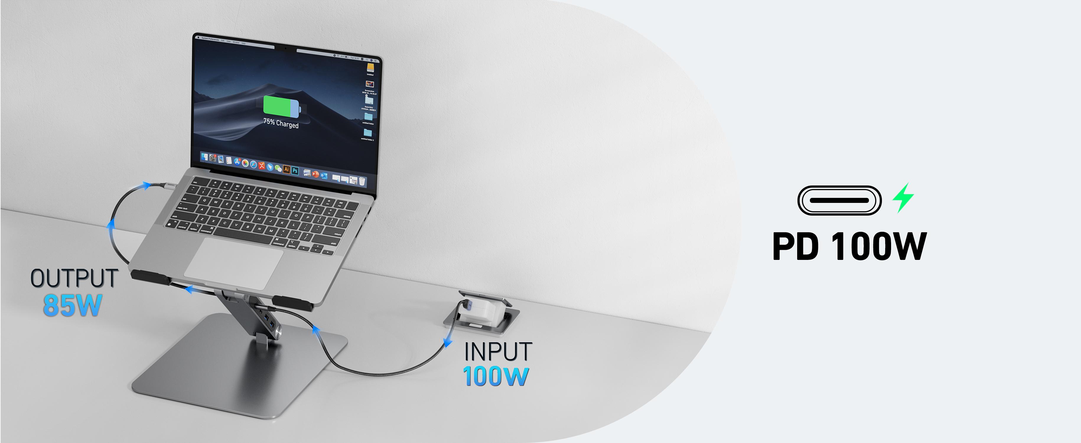 BENFEI Laptop Stand with USB C 7in1 Docking Station,HDMI 4K@60Hz,1*SD 1*Micro SD,100W Power Delivery,10Gbps 1*USB C 3.2 and 2*USB A 3.2 Compatible with MacBook Pro/Air, iPad Pro, XPS, Thinkpad