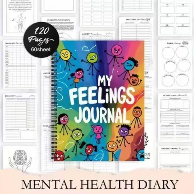 Colorful Coil Notebook for Kids & Adults, My Feelings Journal Theme, Fun Design for Emotion Recognition & Expression