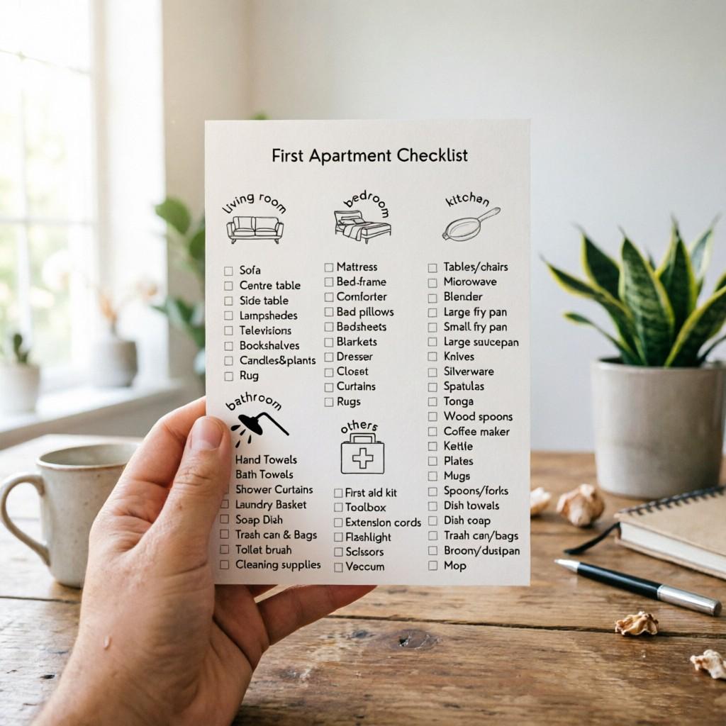 10 Sheets Apartment Moving Checklist, Living Room/bedroom/kitchen/bathroom Essential Items List, New Home Move-In Planning Tool