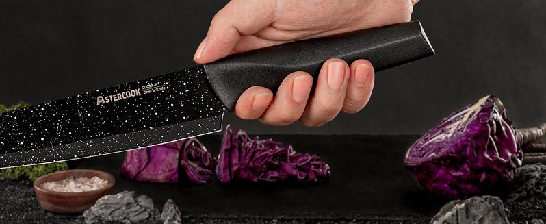 Astercook 6 Piece Kitchen Knife Set, High Carbon German Stainless Steel Knife Set, Super Sharp, Dishwasher Safe Block Cooking Cutting